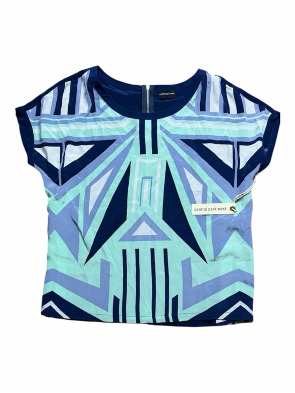 Central Park West 100% Silk Geometric Print Blouse Top Size S NWT